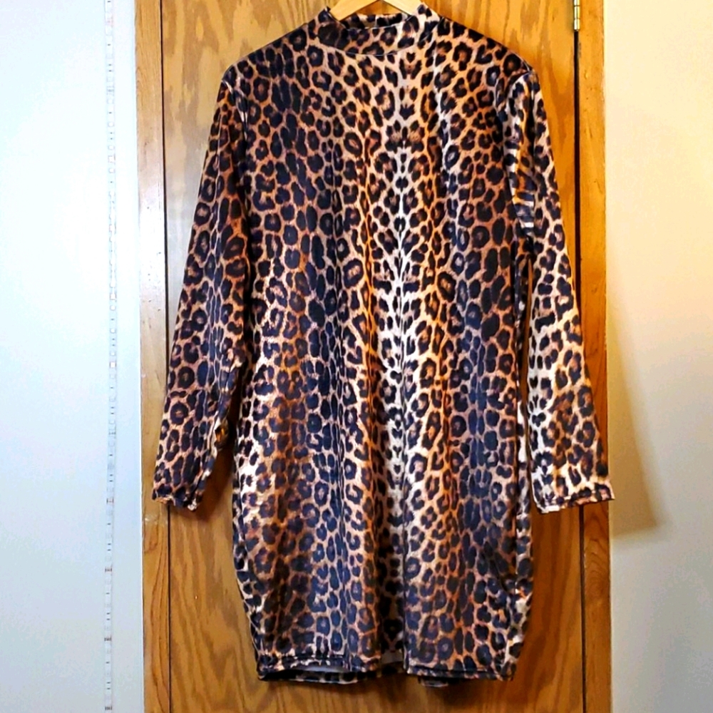 Long Sleeve Leopard Dress